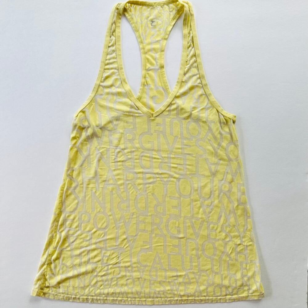 Lululemon Yellow Racerback Tank Burnout Manifesto Size 6 Tissue Loose Fit